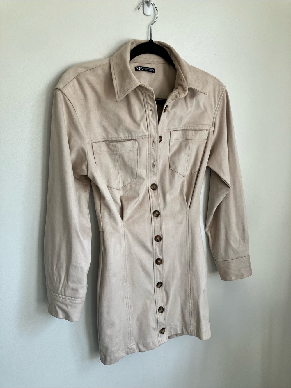 Zara Cinched Waist Faux Suede Mini Dress